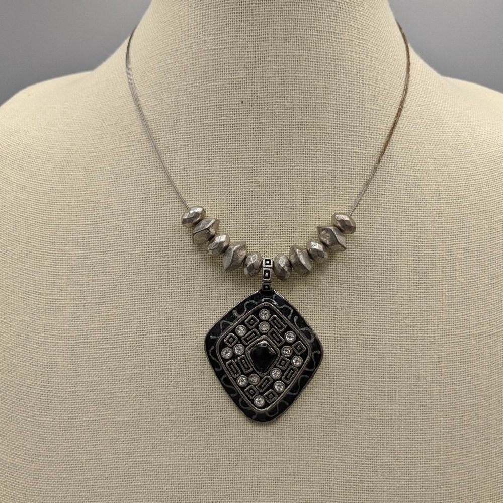 CHICO'S Silver Tone Necklace with Large Pendant